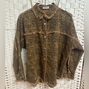 Stanton Leopard denim‎ snap jacket size m 100%cotton ladies euc vintage
